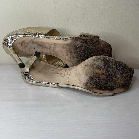 Jimmy Choo Hira 85 High Heel Mule Gold 37 EU/ 7 US - Picture 6 of 6